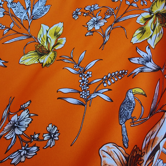 Orange Toucan Crepe De Chine